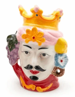 Oldenhof Siciliaans Hoofd Man M ø 12 Cm X 17 Cm Aardewerk Roze Rood