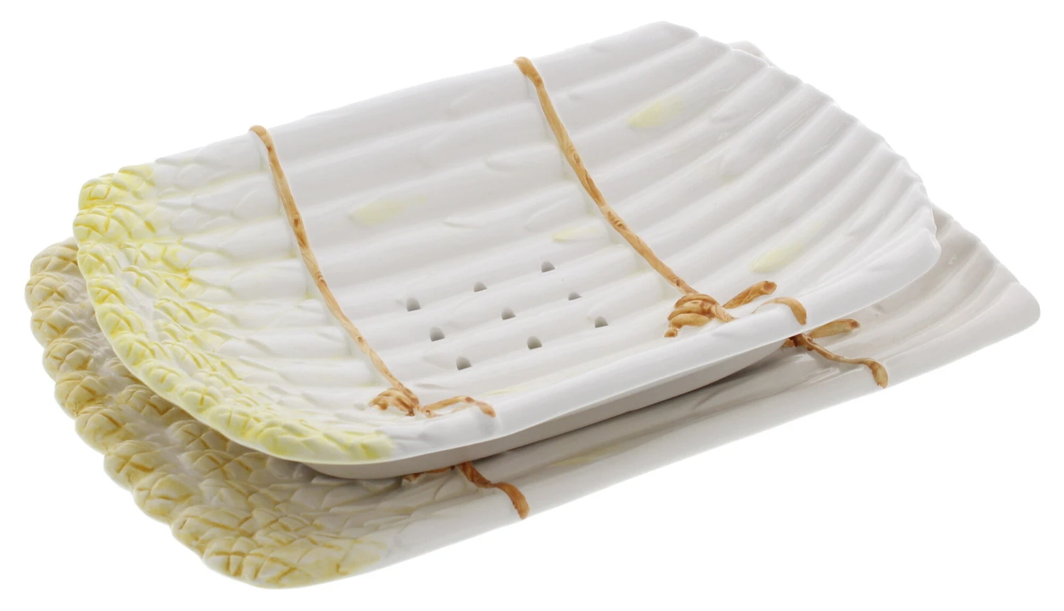 Oldenhof Uitlekschaal Met Onderbord Voor Asperges Aardewerk Geel 3 Oldenhof Uitlekschaal Met Onderbord Voor Asperges Aardewerk Geel