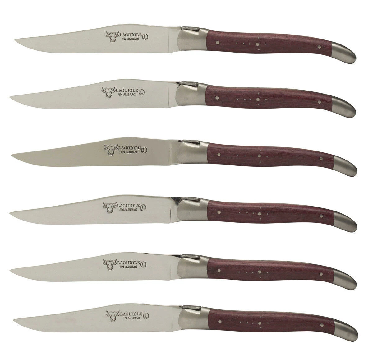Laguiole En Aubrac Steakmes 11,5 Cm Amarant Rood 6 Stuks 3 Laguiole En Aubrac Steakmes 11,5 Cm Amarant Rood 6 Stuks