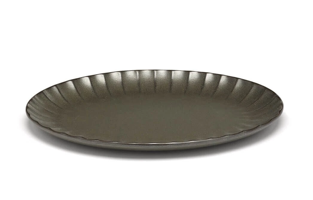 Serax INKU By Sergio Herman Bord Ovaal S 25 X 17,5 Cm H 1,7 Cm Aardewerk Groen 3 Serax INKU By Sergio Herman Bord Ovaal S 25 X 17,5 Cm H 1,7 Cm Aardewerk Groen