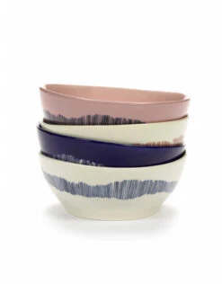 Serax Feast By Ottolenghi Kom L ø 17 Cm H 7 Cm Aardewerk Delicious Pink + Swirl-Stripes Blue -Barbenodigdheden Winkel b8921010ds5