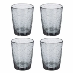Broste Copenhagen Bubble Tumbler 250 Ml Glas 4-delig Grijs