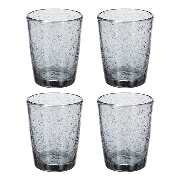 Broste Copenhagen Bubble Tumbler 250 Ml Glas 4-delig Grijs 3 Broste Copenhagen Bubble Tumbler 250 Ml Glas 4-delig Grijs