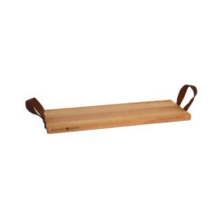 Bowls And Dishes Puur Hout Serveertray Met Lederen Handgrepen 49 X 19,5 Cm Beukenhout