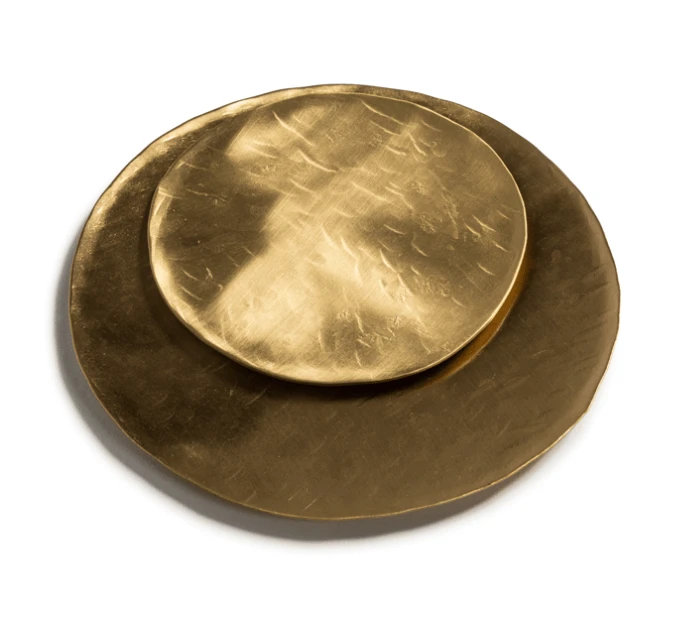 Oldenhof Hammered Brass Kaarsenplateau ø 10 Cm Goudkleurig 3 Oldenhof Hammered Brass Kaarsenplateau ø 10 Cm Goudkleurig