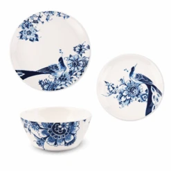 Royal Delft Peacock Symphony Serviesset Aardewerk 3-delig