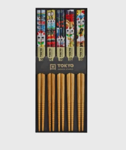 Oldenhof Eetstokjes 22,5 Cm Hout Lucky Cat 5 Stuks