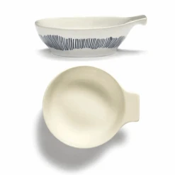 Serax Feast By Ottolenghi Tapasbord L ø 11 Cm H 3,5 Cm Aardewerk White + Swirl-Stripes Blue