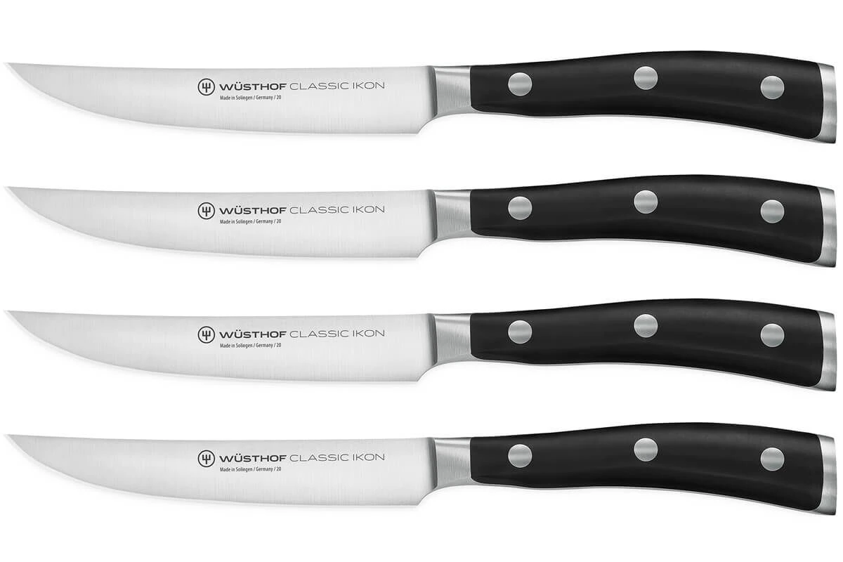Wüsthof Classic Ikon Steakmessenset Messenstaal 4 Stuks 3 Wüsthof Classic Ikon Steakmessenset Messenstaal 4 Stuks